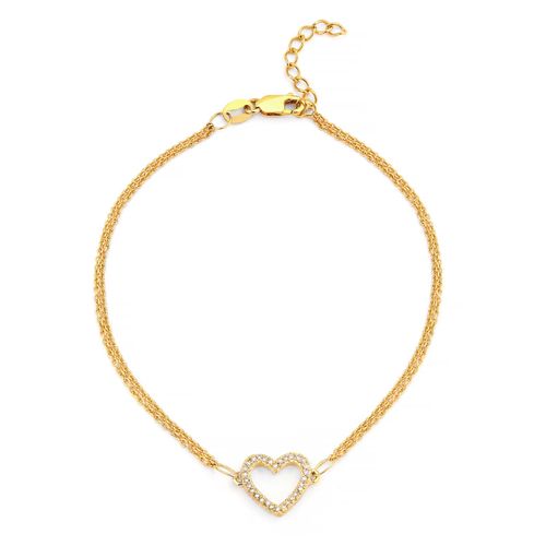 Pulseira de Prata Coração com Diamantes Aprox. 10 pts 141957