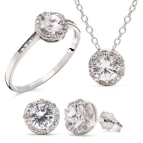 Conjunto de Prata com Safiras e Diamantes 183644