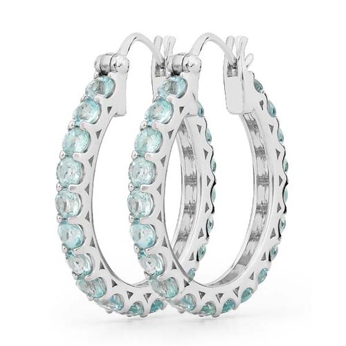 Par de Brinco de Prata Argola com Apatitas Aprox. 5 cts 151437