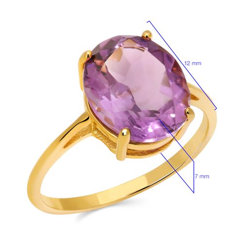 Anel Ametista Oval Prata com Banho em Ouro Amarelo 188043