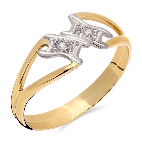 Anel com 2 Diamantes em Ouro Amarelo 18k 191364