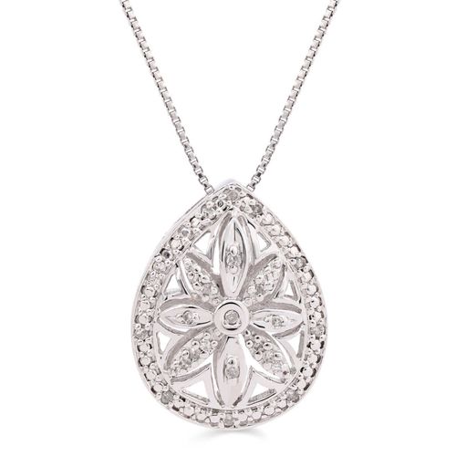 Pingente de Prata Gota com Diamantes Brancos 20 pts 141968