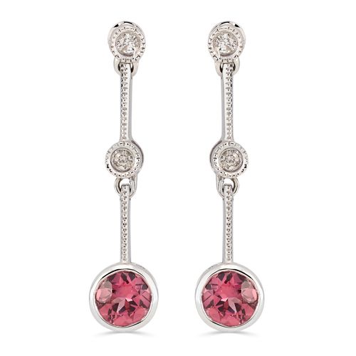 Par de Brinco com Turmalina Rosa e 4 Diamantes au bco 18k 122629