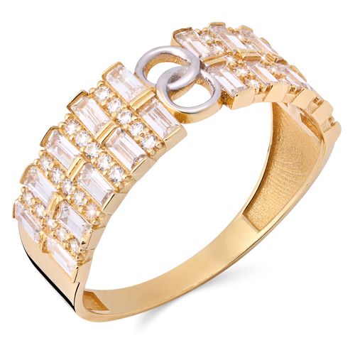 Anel de Ouro Amarelo com Zirconias 190131