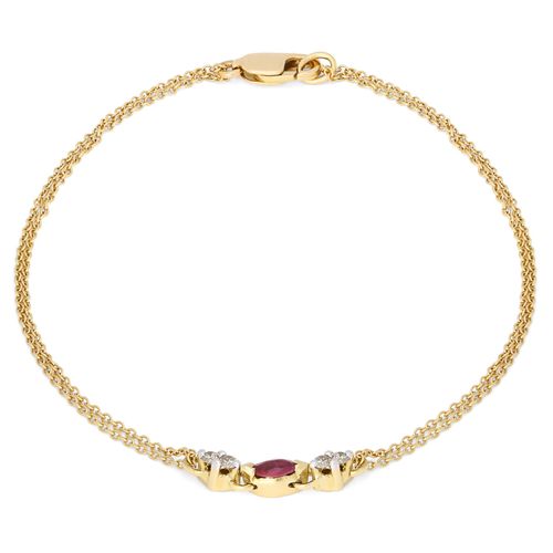 Pulseira com Rubi Aprox. 15pts e Diamantes Aprox. 12pts - 19 cm Au Am 193658