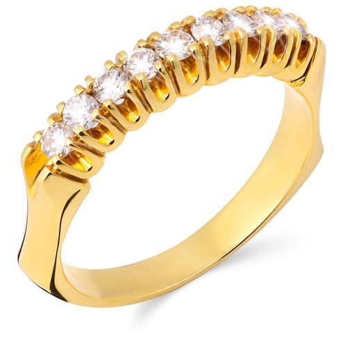 Meia Aliança de Ouro Amarelo com 9 Diamantes 178111