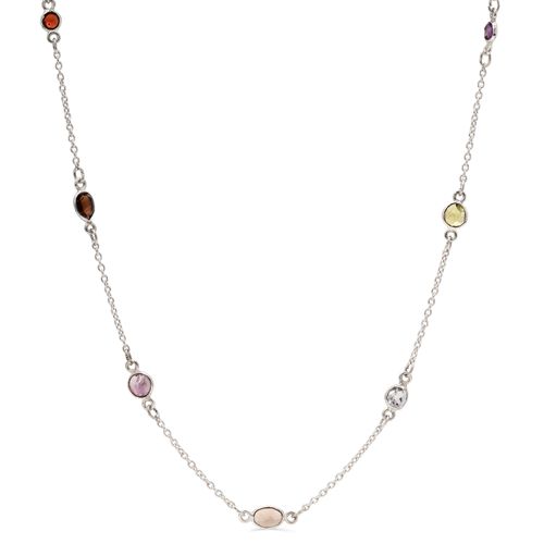 Colar Mix de Pedras Brasileiras 47 cm em Prata 183597