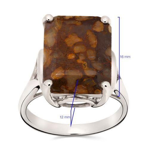 Anel com Pedra Jasper Marrom Aprox. 8,10cts Prata 161547