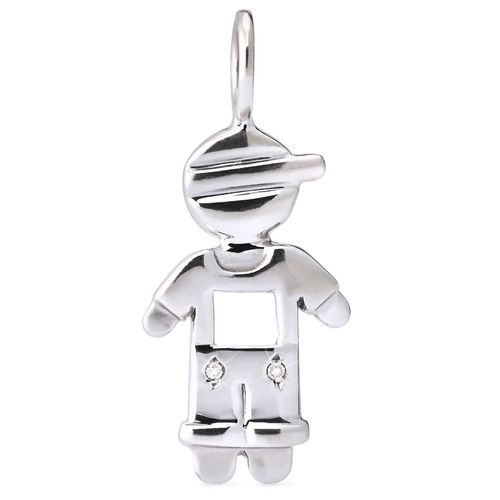 Pingente Menino com Diamantes em Ouro Branco 18k 149219