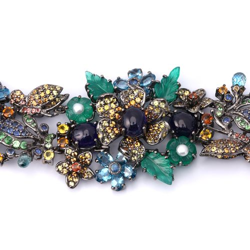 Pulseira Floral Pedras Naturais Prata 198026