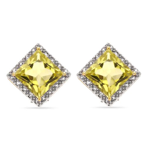 Par de Brinco de Prata com Quartzo Limão e Topázios Brancos Aprox. 24,50 cts 119927