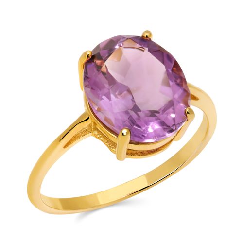 Anel Ametista Oval Prata com Banho em Ouro Amarelo 188043