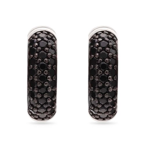 Par de Brinco Argola de Prata com Zirconias Negras Aprox. 6,23 cts 183633