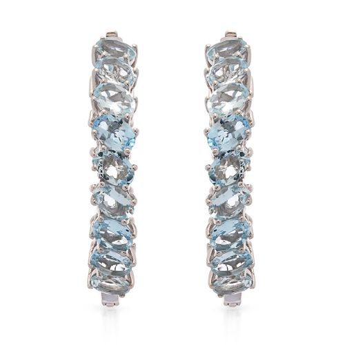 Par de Brinco Argola De Água Marinha Tot. Aprox. 12,6 Cts Prata 196297