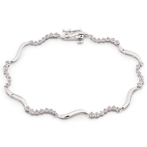 Pulseira de Prata com Diamantes Brancos Aprox. 25 pts 127554