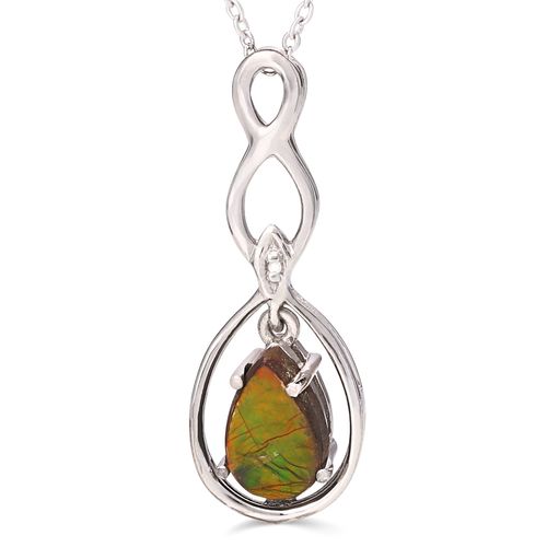Pingente em Prata 925 com Amolite e Diamante 159458