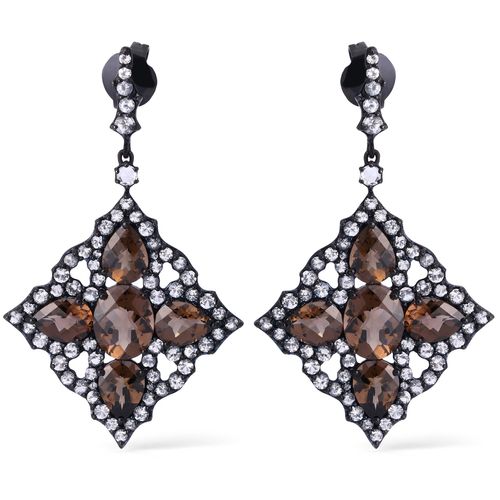 Par de Brincos Setara com Topázios Smoky e Topázios Brancos 127652