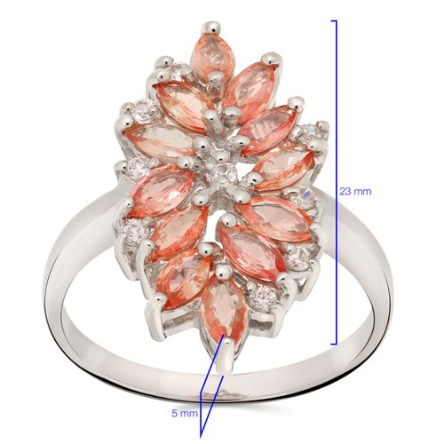 ANEL SAFIRA LARANJA APROX. 1,30 CTS E ZIRCONIAS - PRATA <ARO 166701