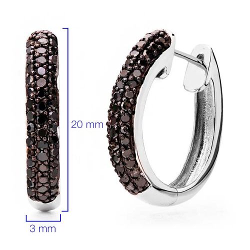 Par de Brinco Argola de Prata com Diamantes Negros Aprox. 1 ct 108559