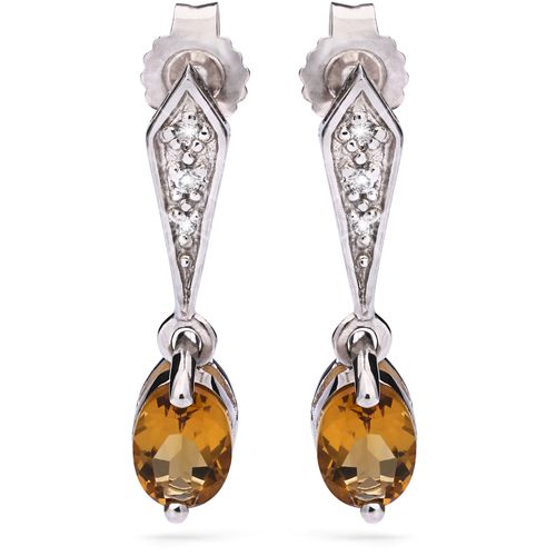 Par de Brinco Quartzo Champagne  e Topázio Branco Prata 156366