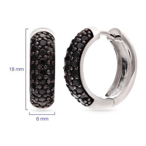 Par de Brinco Argola de Prata com Zirconias Negras Aprox. 6,23 cts 183633
