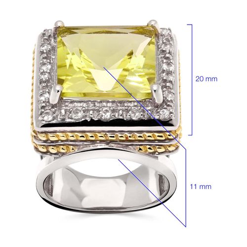 Anel de Prata com Quartzo Limão e Topázios 111598