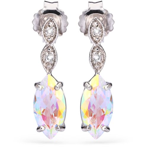 Par de Brinco Navete Com Topazios Misticos Aprox. 2,04 cts e Topazios Brancos Linha Prata 925 167492