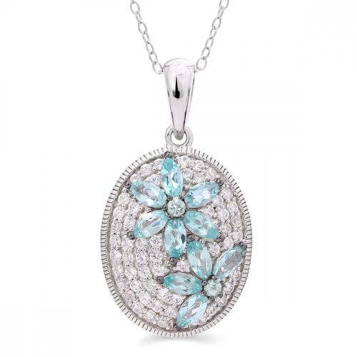 Pingente de Prata Floral com Apatitas e Zircônias Aprox. 2,25 cts 173669