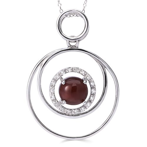 Pingente de Prata com Scapolite Olho de Gato e Topazios Brancos Aprox. 1,18 cts 163290