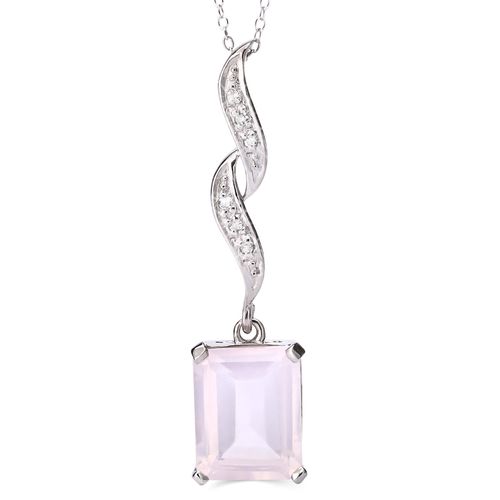 Pingente de Prata com Quartzo Rosa e Topazios Brancos Aprox. 2,60 cts 172512