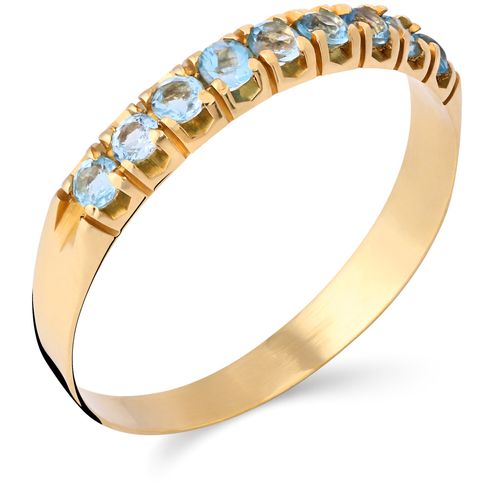 Meia Aliança de Ouro Amarelo com Topazios Sky Blue 198949