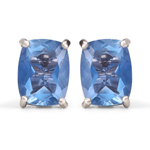 Par de Brincos em Pratacom Fluorita Change Color e Zircônias Aprox. 4,45 cts 165096