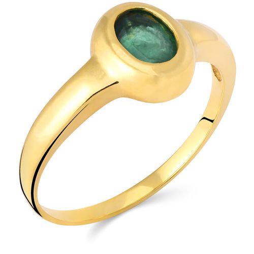 Anel Esmeralda Oval  Ouro Amarelo 199253