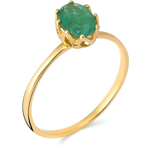 Anel Cestinha com Esmeralda Oval – Ouro Amarelo 18K 145667