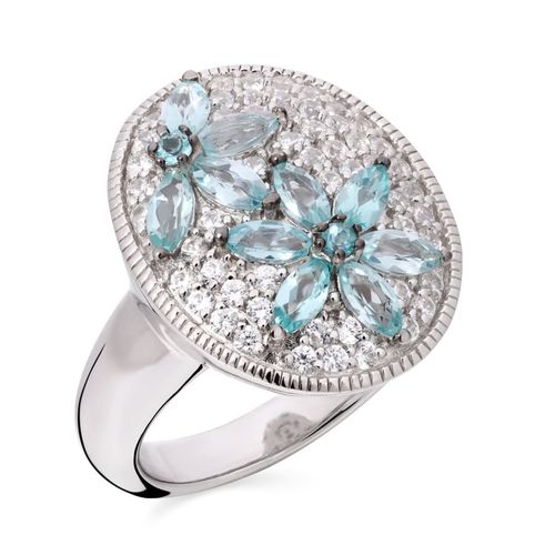 Anel de Prata Floral de Apatitas e Zircônias Aprox. 2,25 cts 173671