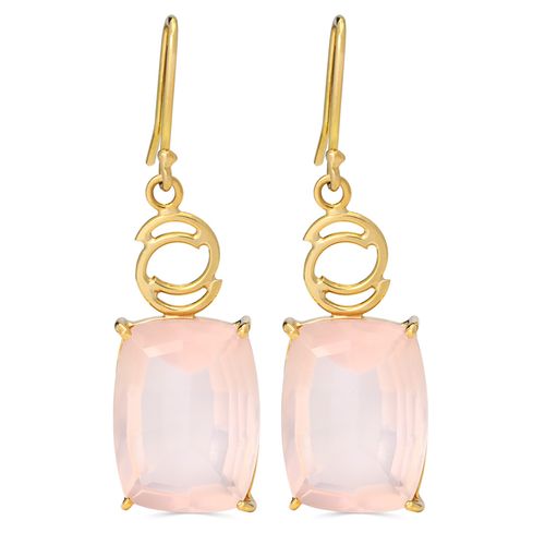 Par de Brinco de Ouro com Quartzo Rosa Aprox. 19 cts Au Am 18k 197049