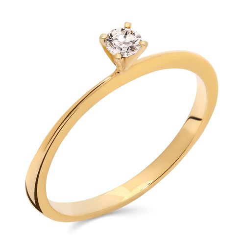 Anel Solitario Diamante VS1 em Ouro Amarelo 18k 100335