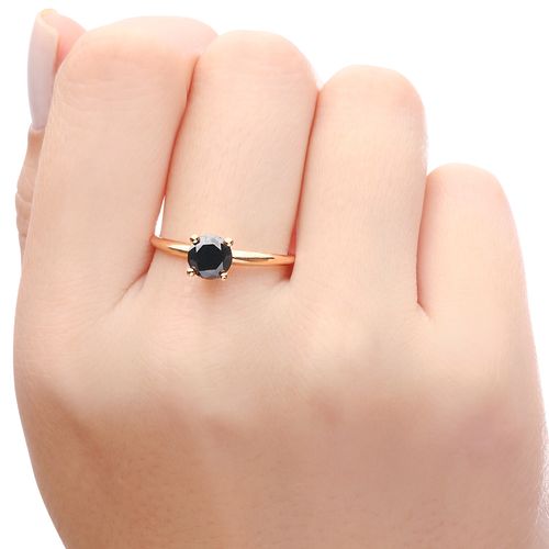 Anel Solitário de Ouro com Diamante Negro Aprox. 1,17 cts Ouro Vermelho 18 k 120567