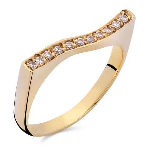 Anel com 11 Zircônias Ouro Amarelo 184684