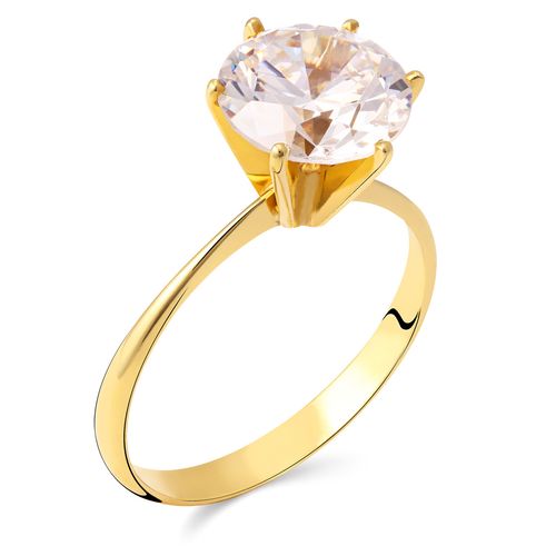Anel Solitario De Zircônia Ouro Amarelo 185059