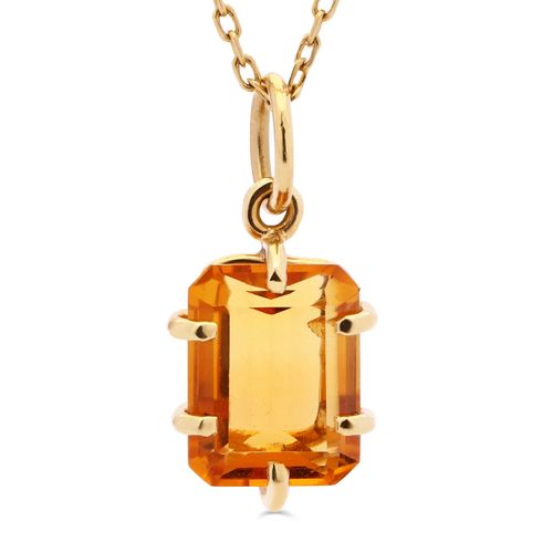 Pingente Retangular com Citrino em Ouro Amarelo 18k 185687