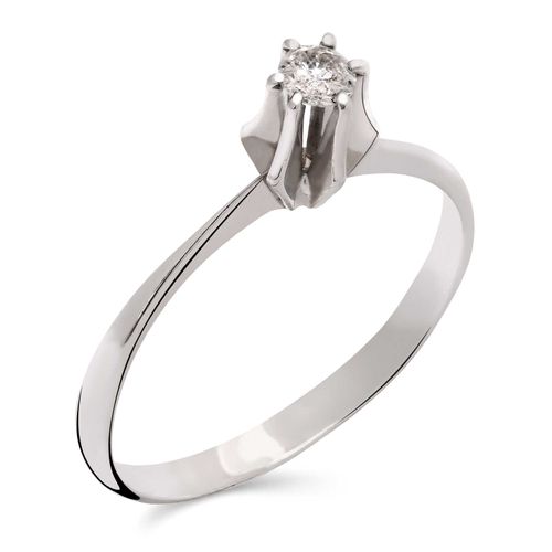 Anel de Ouro Solitário com Diamante em Ouro Branco 18k 185813