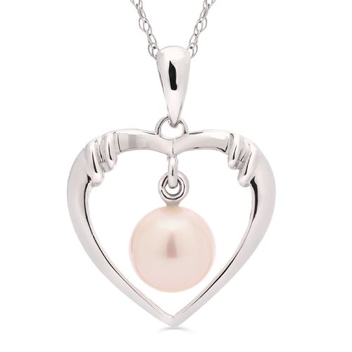 Pingente Coração Pérola em Ouro Branco 18k 186280