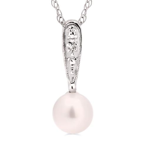 Pingente Pérola Baby e Diamante em Ouro Branco 18k 186282