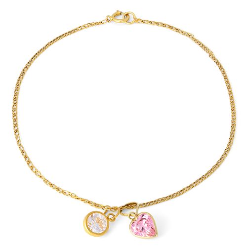 Pulseira Elos Groumet com Berloques Pedra Sintetica Au Am 18k 187322