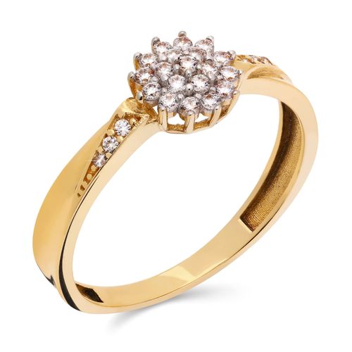 Anel Chuveiro com Zircônias em Ouro Amarelo 18k 189959