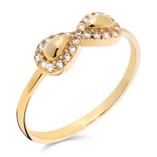 Anel Infinito com Zircônias em Ouro Amarelo 18k 190109
