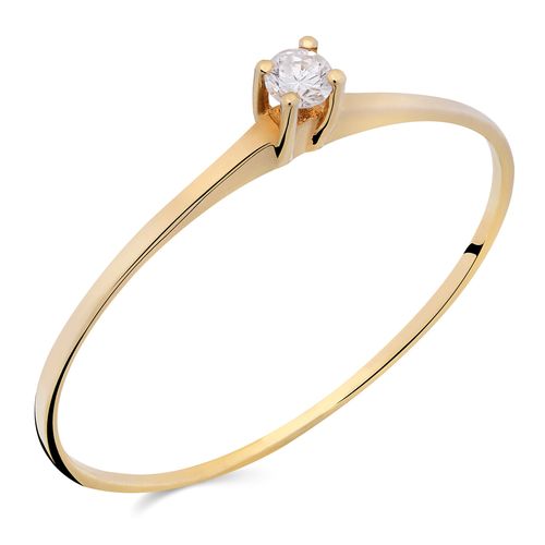 Anel Solitário Com Diamantes Ouro Amarelo 190763