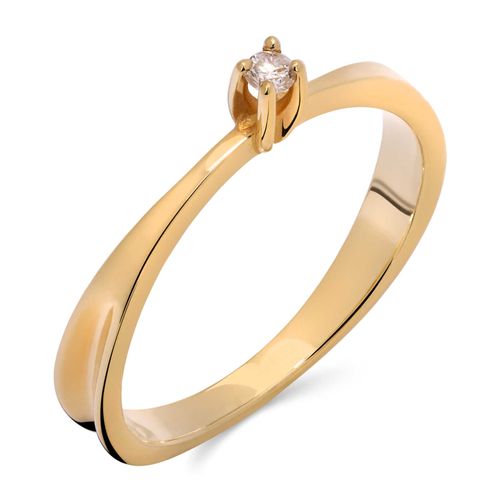 Anel Solitário em Ouro Amarelo 18k com Diamante 190764