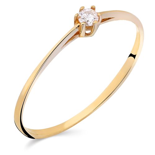 Anel Solitário Com Diamante Ouro Amarelo 190776